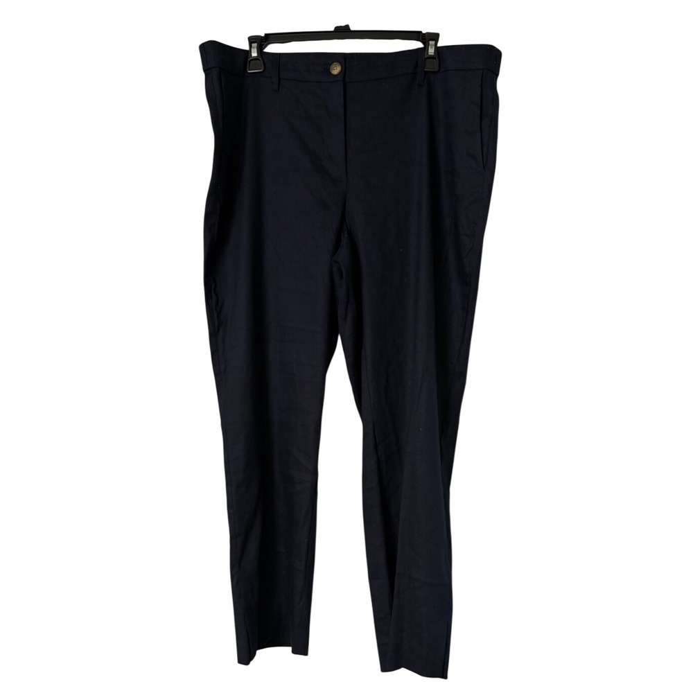 NWT J. Jill Womens Navy Blue Linen Stretch Casual Pants Slacks Size Large Tall